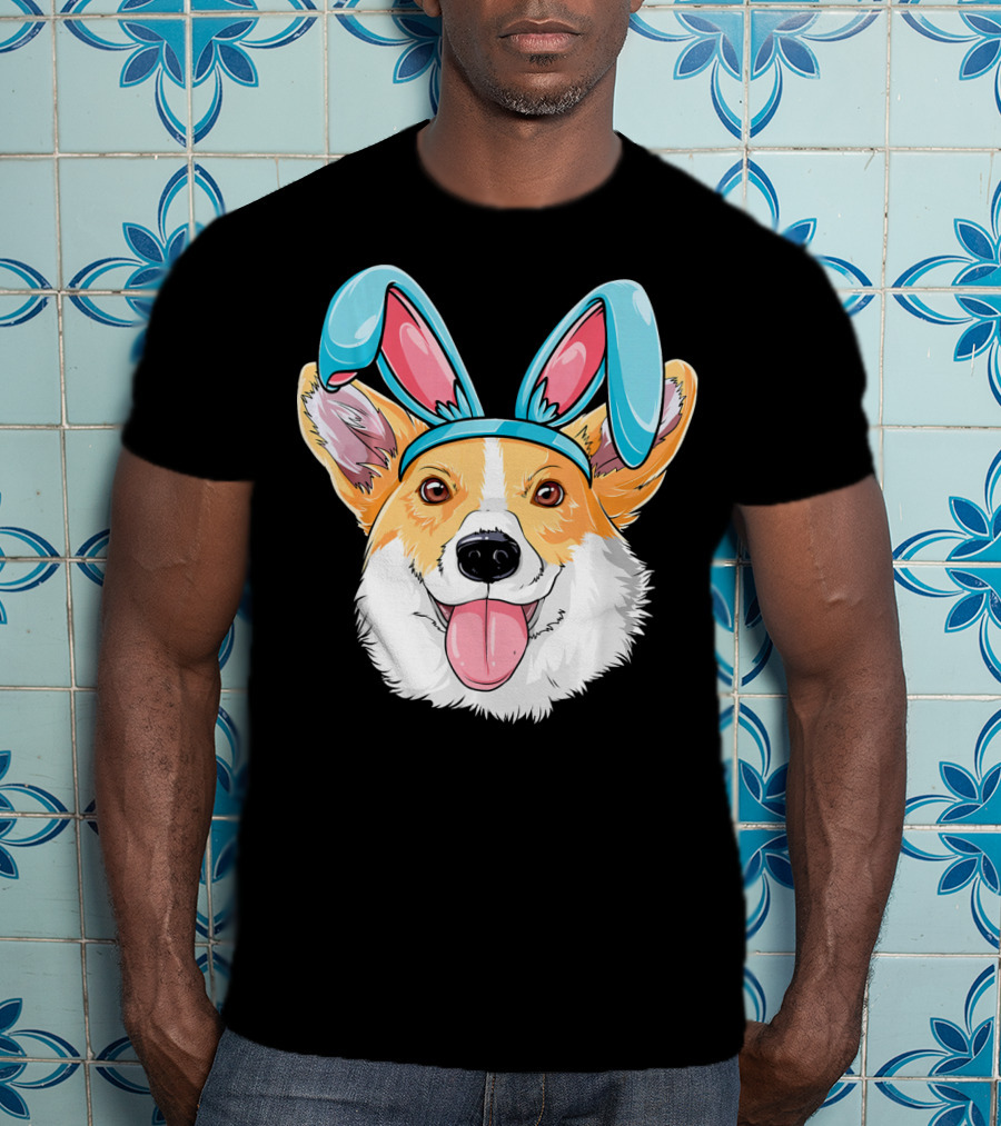 Easter Bunny Ears Corgi Dog T-Shirt