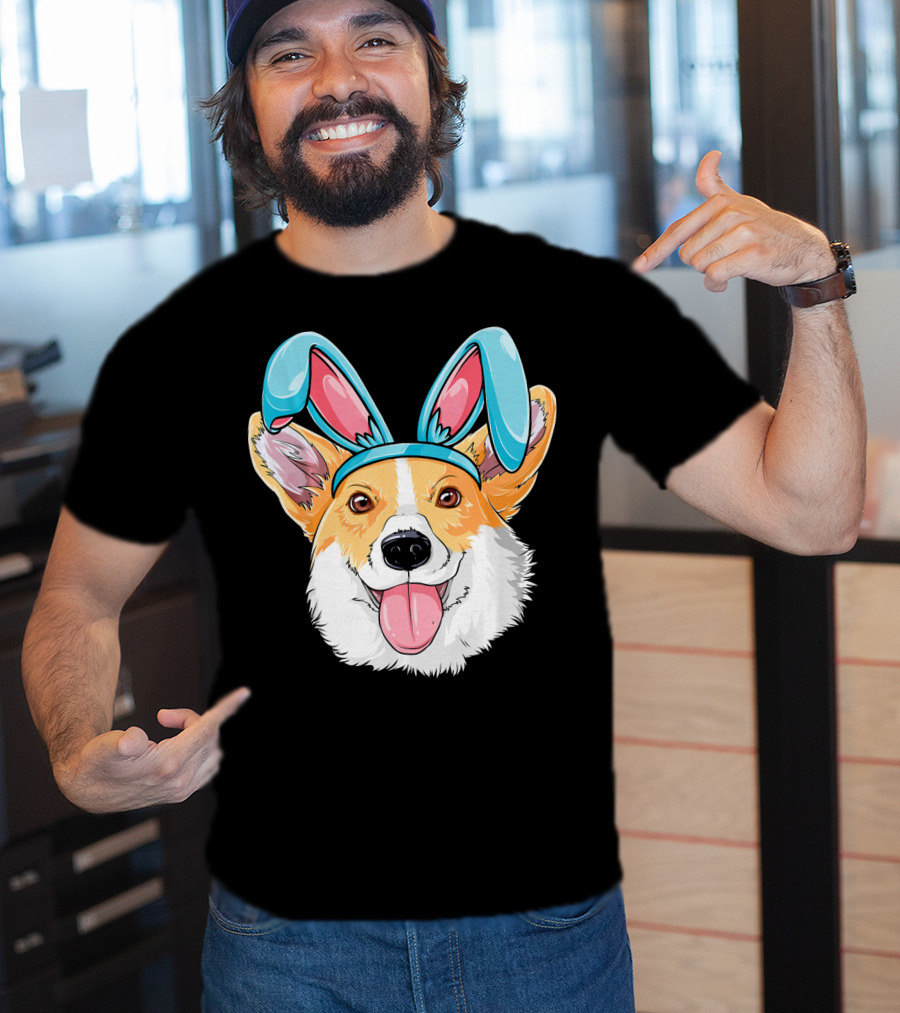 Easter Bunny Ears Corgi Dog T-Shirt