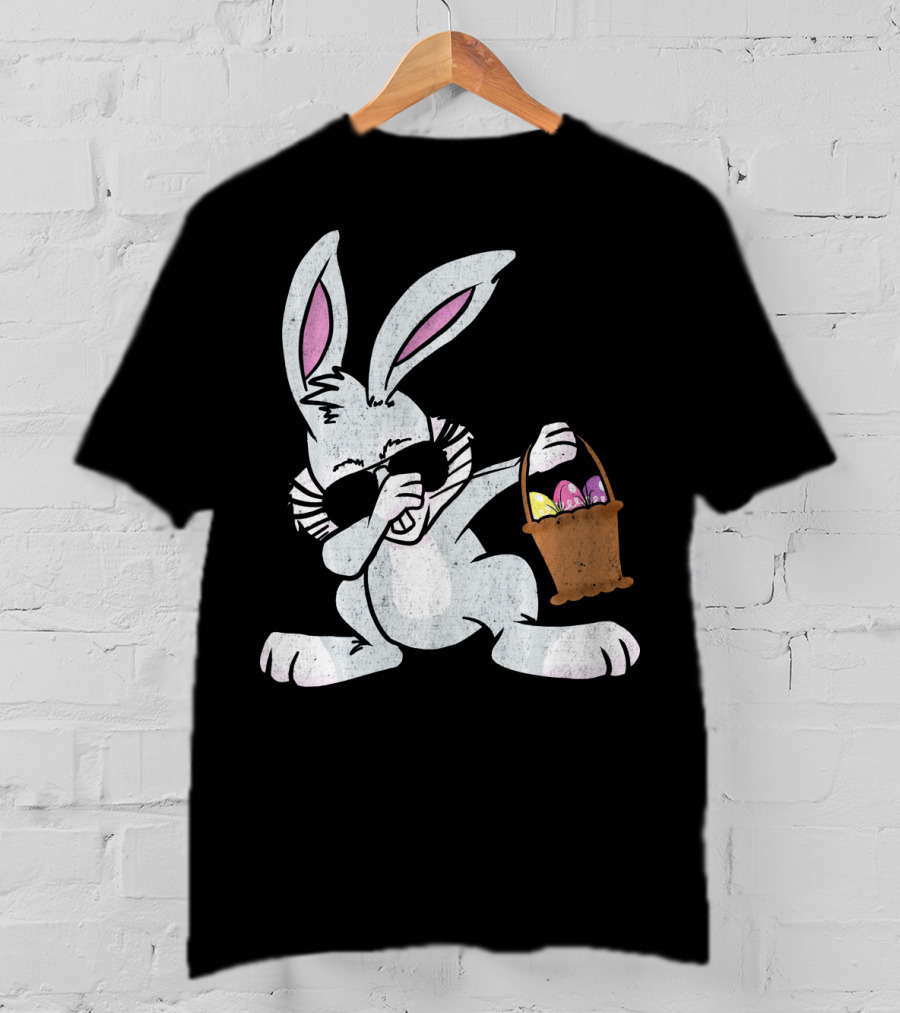 Dabbing Easter Bunny With Sunglasses And Basket Of Colorful Eggs T-Shirt