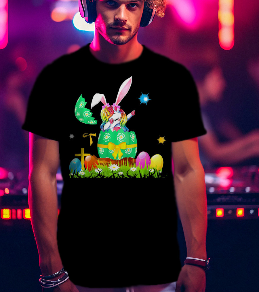 Unicorn Bunny Easter Egg Starry Spring T-Shirt
