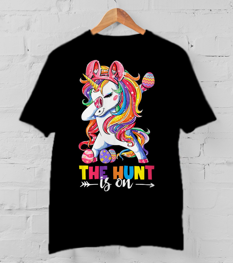 Easter Dabbing Unicorn Bunny The Hunt Is On T-Shirt