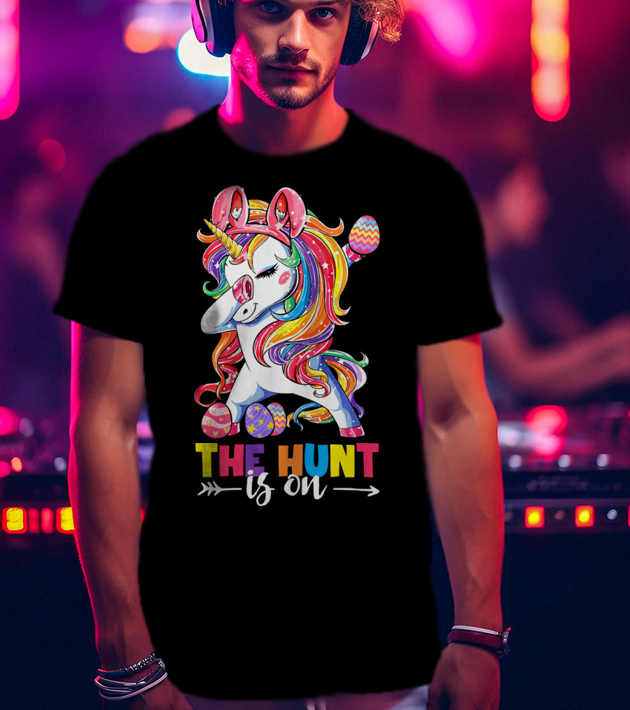 Easter Dabbing Unicorn Bunny The Hunt Is On T-Shirt