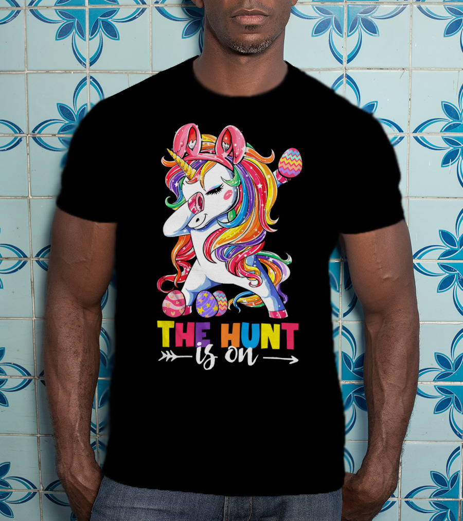 Easter Dabbing Unicorn Bunny The Hunt Is On T-Shirt