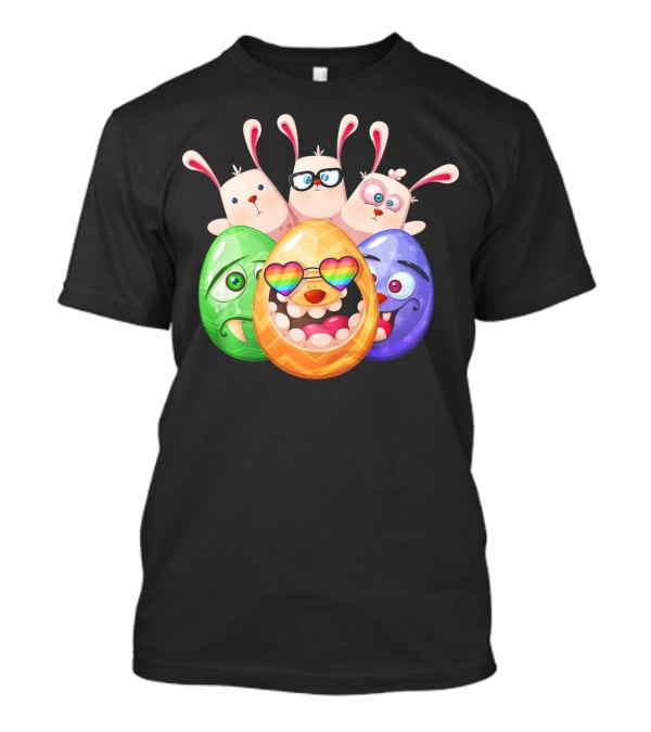 Three Easter Emoji Eggs With Funny Bunny Rabbits T-Shirt