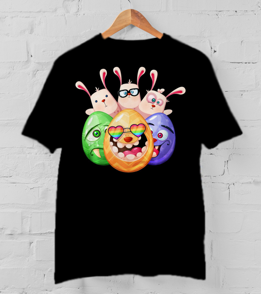 Three Easter Emoji Eggs With Funny Bunny Rabbits T-Shirt