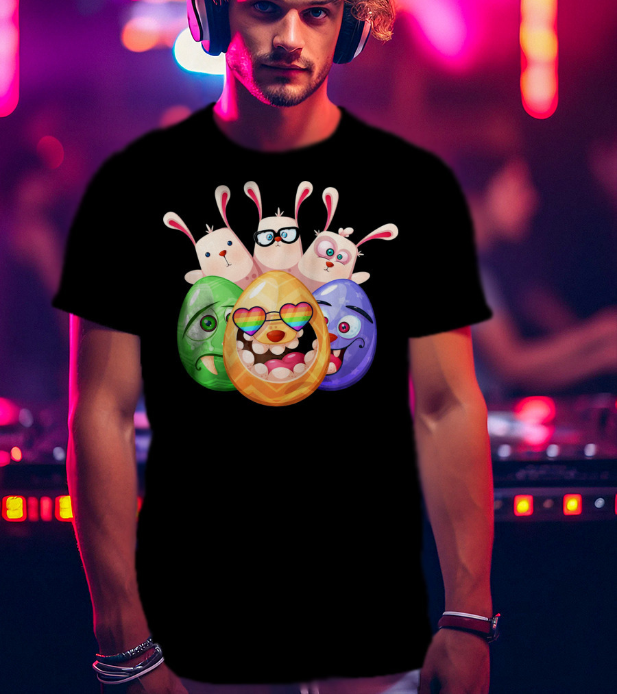 Three Easter Emoji Eggs With Funny Bunny Rabbits T-Shirt