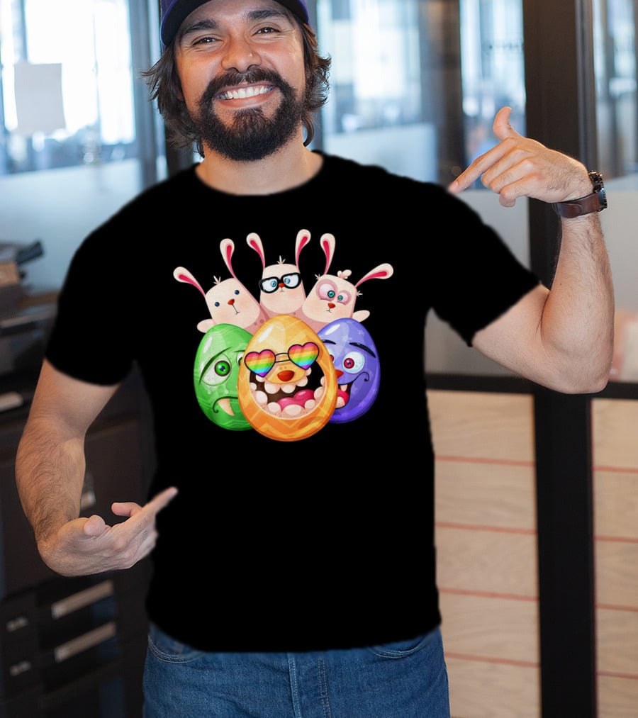 Three Easter Emoji Eggs With Funny Bunny Rabbits T-Shirt