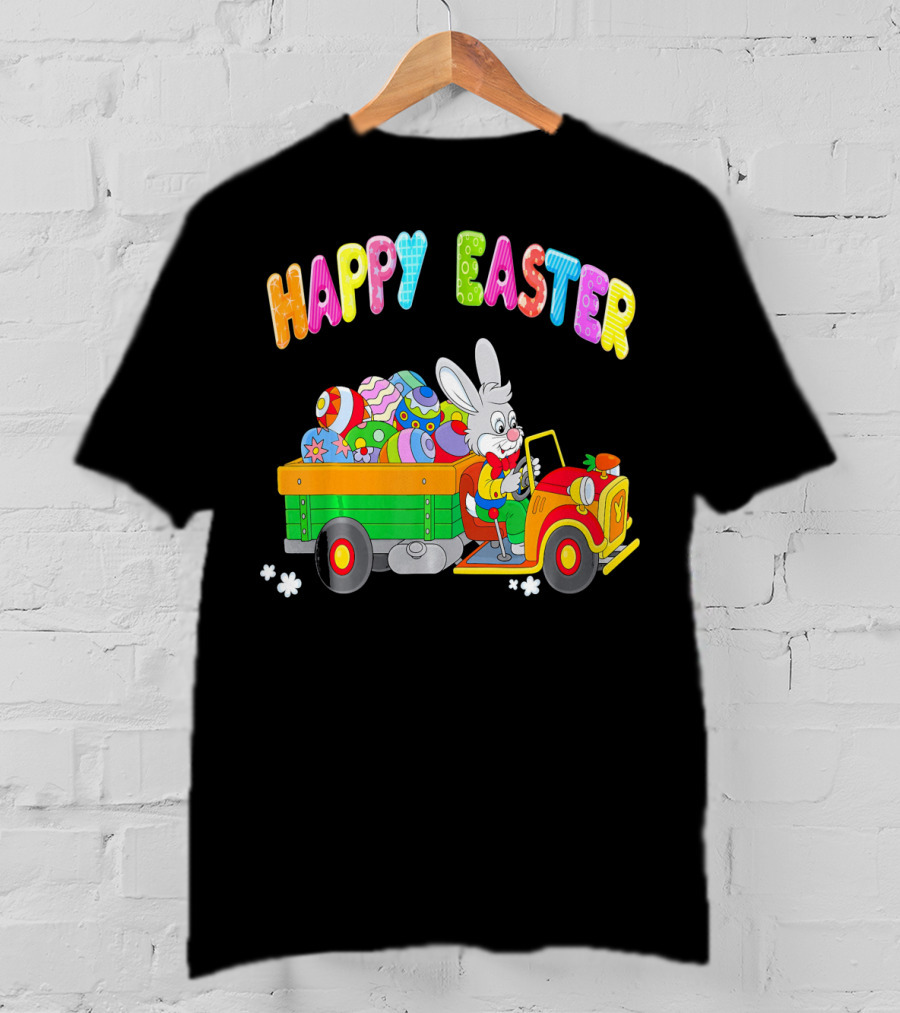 Happy Easter Bunny Driving Car With Easter Eggs T-Shirt