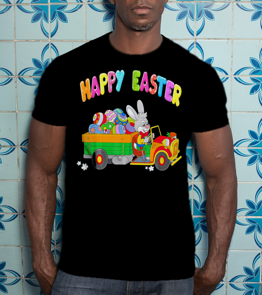Happy Easter Bunny Driving Car With Easter Eggs T-Shirt