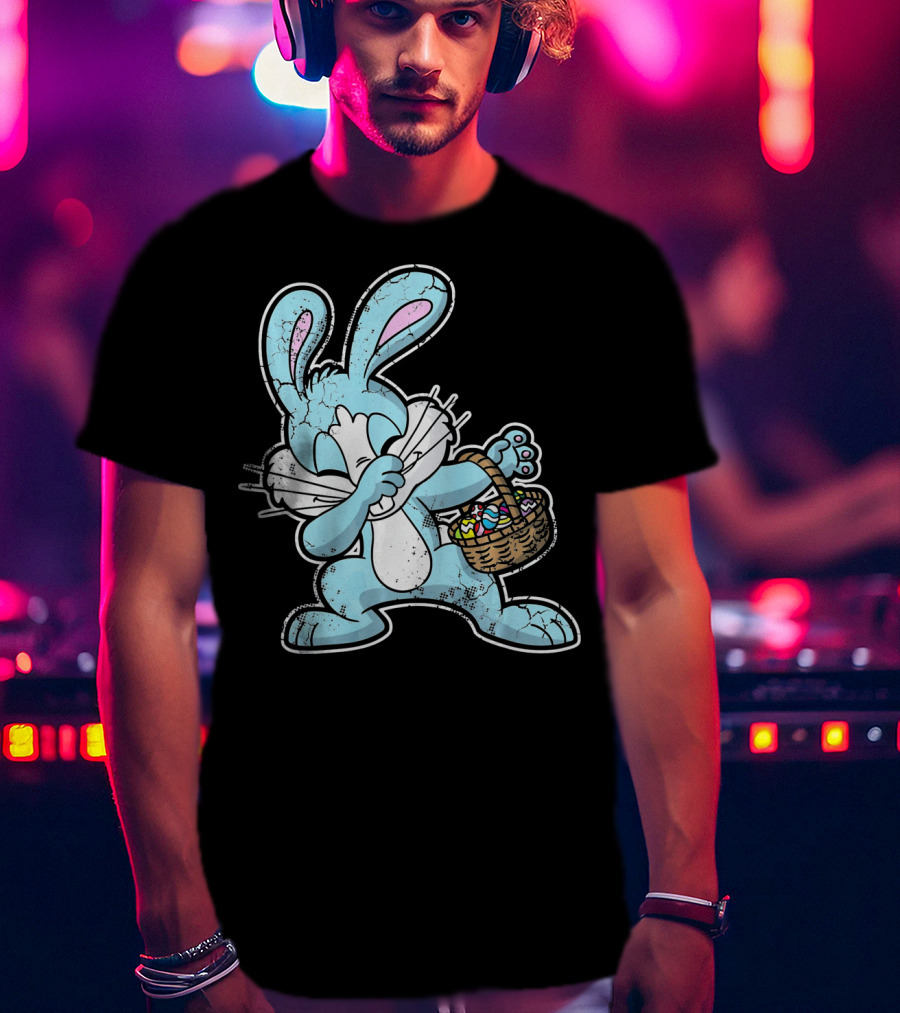 Dabbing Easter Bunny With Basket Of Eggs T-Shirt