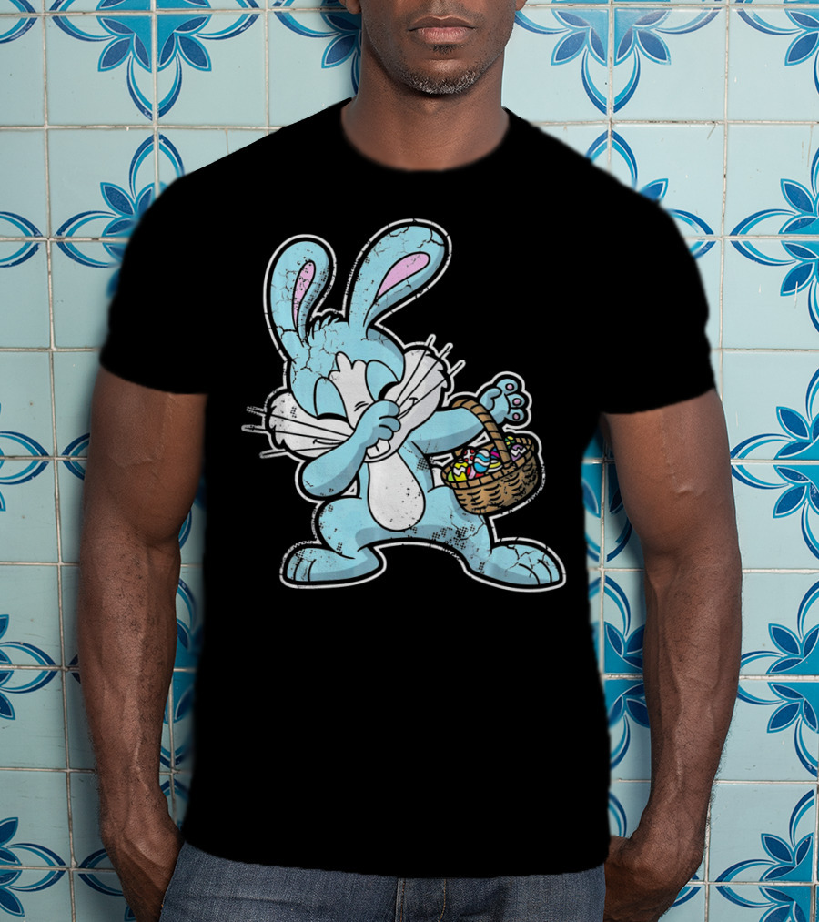 Dabbing Easter Bunny With Basket Of Eggs T-Shirt