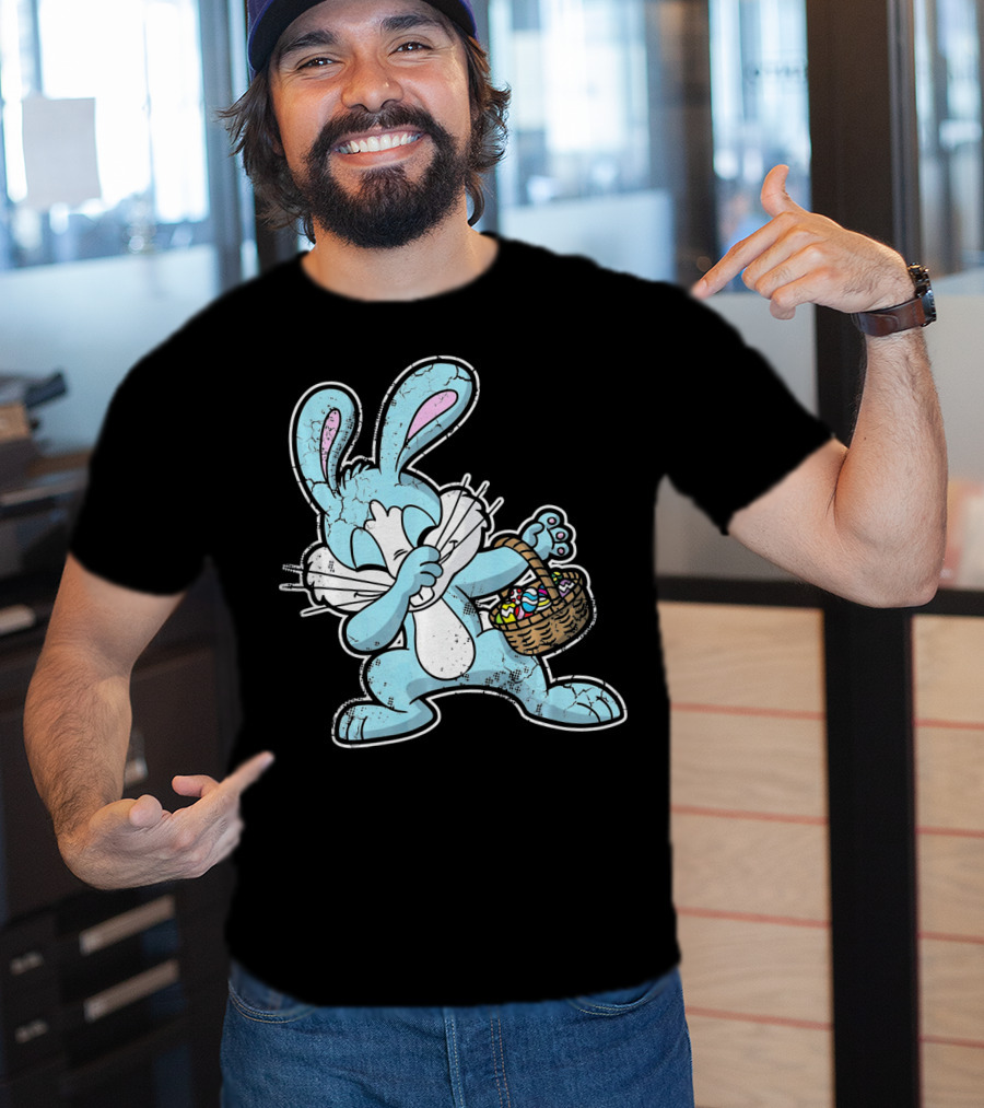 Dabbing Easter Bunny With Basket Of Eggs T-Shirt