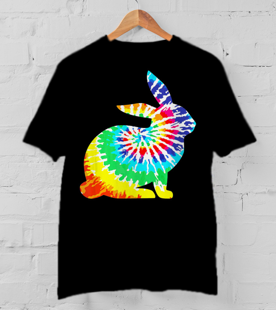 Tie Dye Rabbit Colorful Spiral Tie Dyed T-Shirt