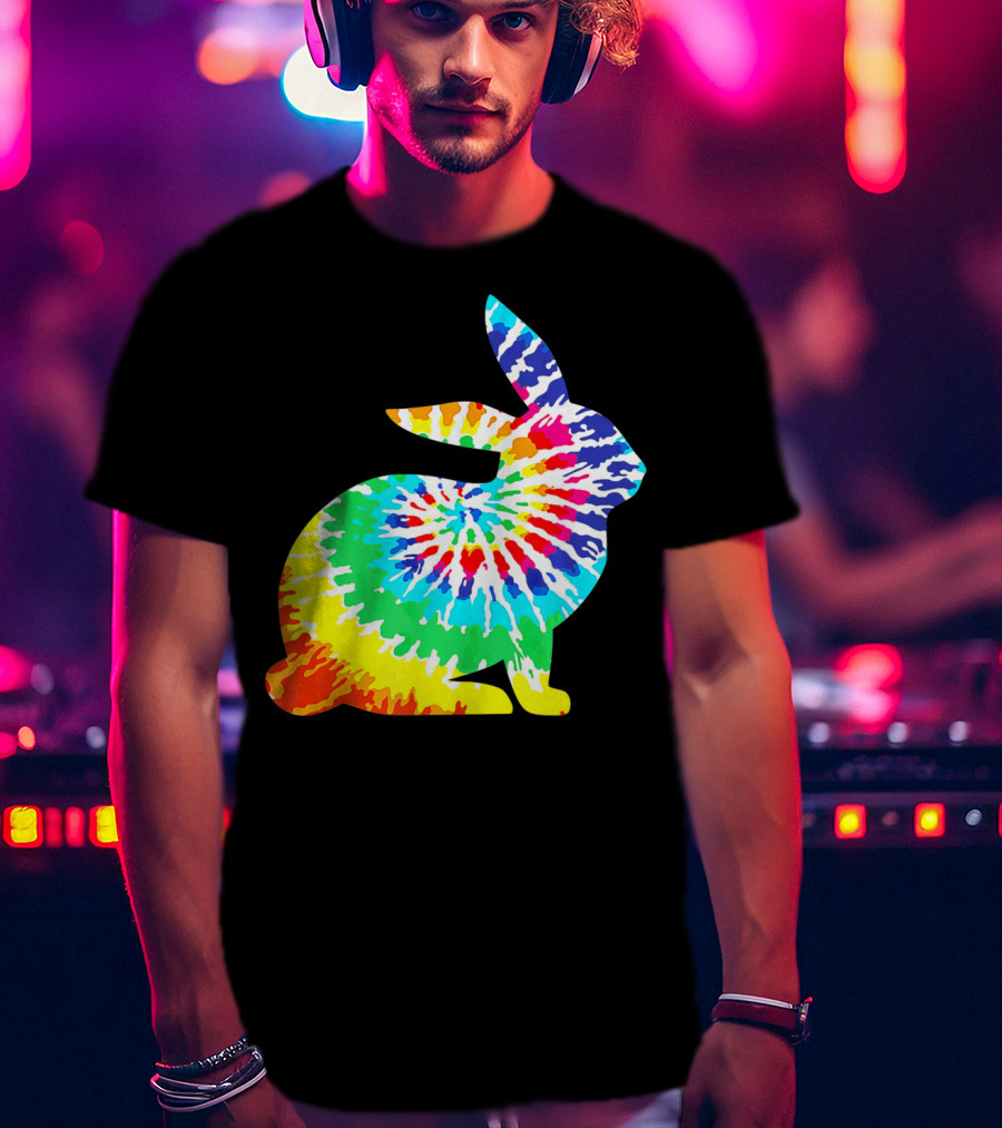 Tie Dye Rabbit Colorful Spiral Tie Dyed T-Shirt