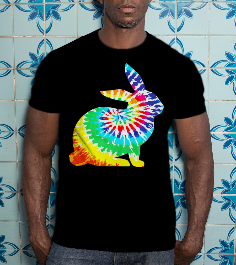 Tie Dye Rabbit Colorful Spiral Tie Dyed T-Shirt