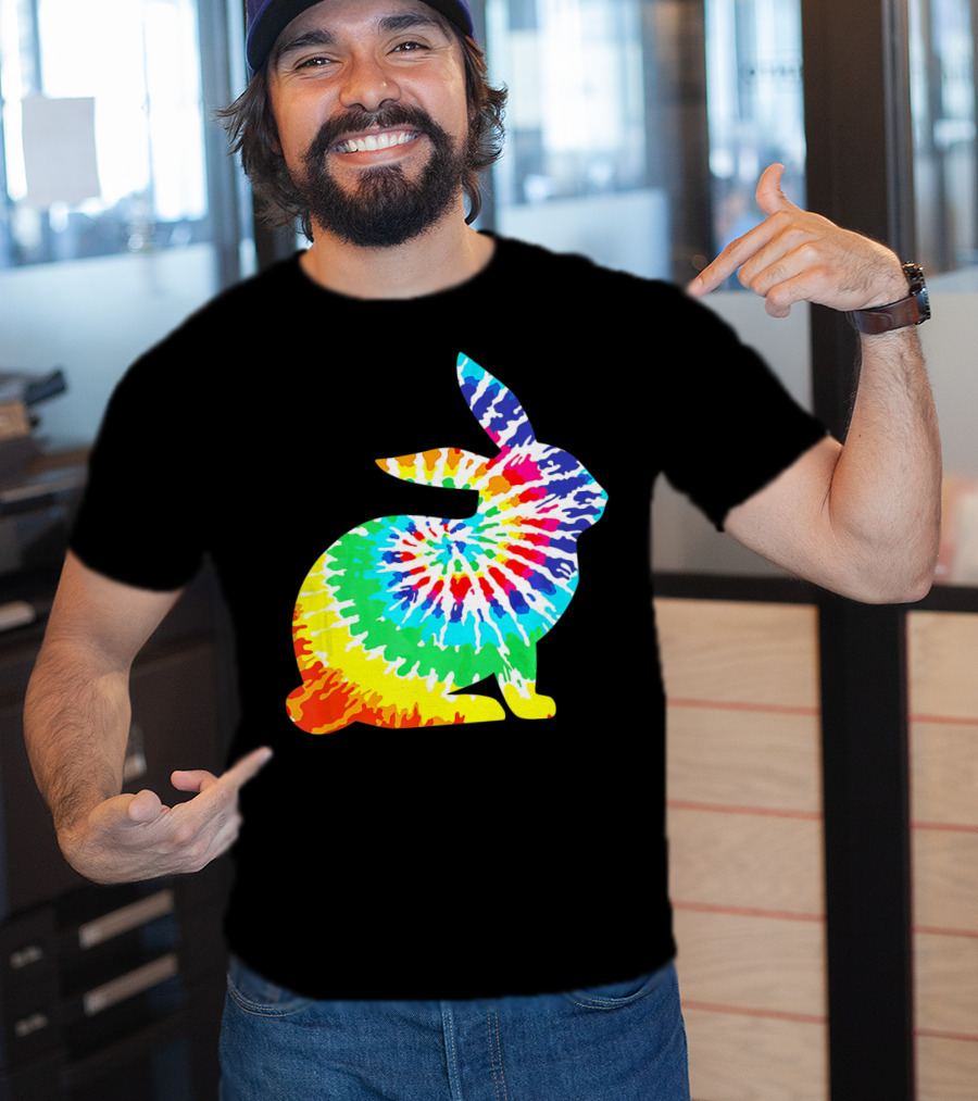 Tie Dye Rabbit Colorful Spiral Tie Dyed T-Shirt