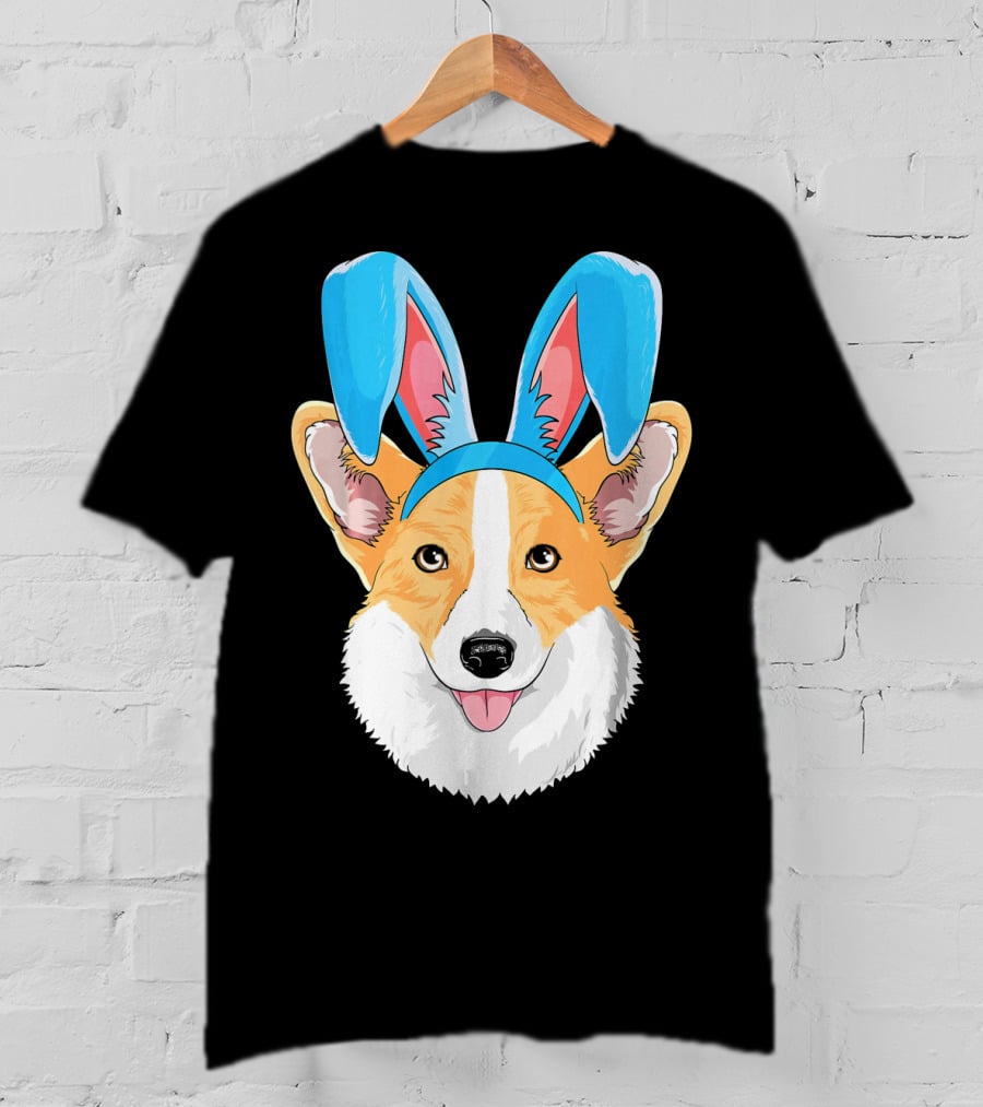 Easter Bunny Corgi Dog With Bunny Ears T-Shirt