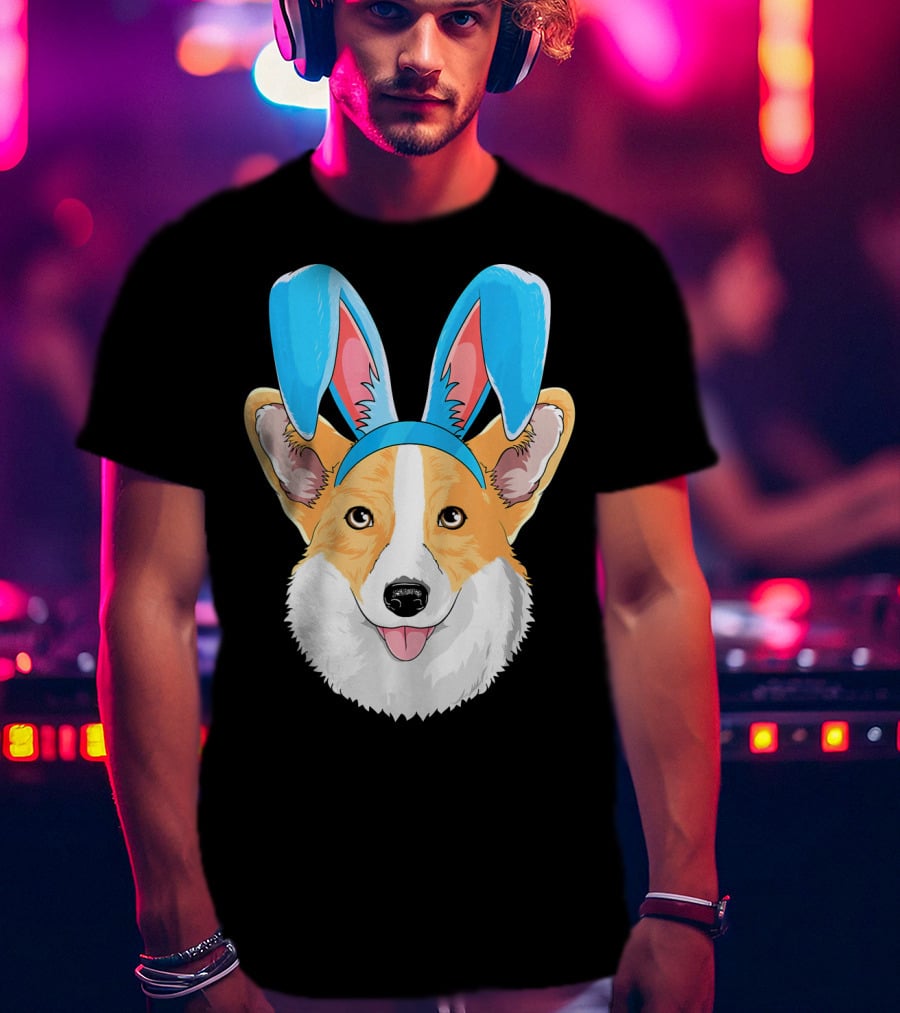 Easter Bunny Corgi Dog With Bunny Ears T-Shirt