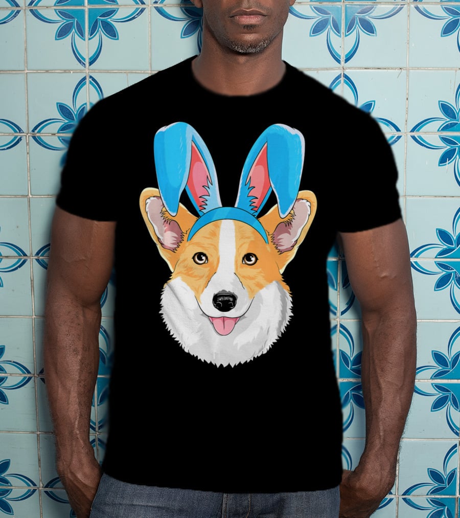Easter Bunny Corgi Dog With Bunny Ears T-Shirt