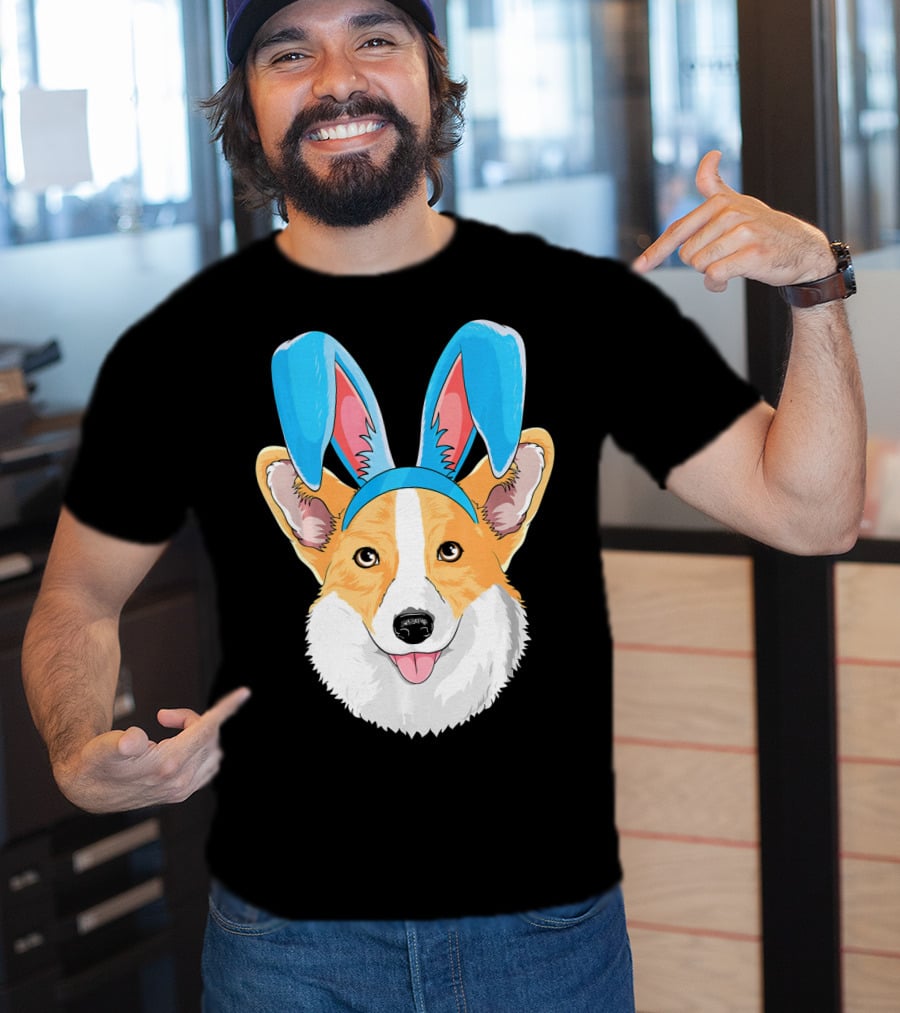 Easter Bunny Corgi Dog With Bunny Ears T-Shirt
