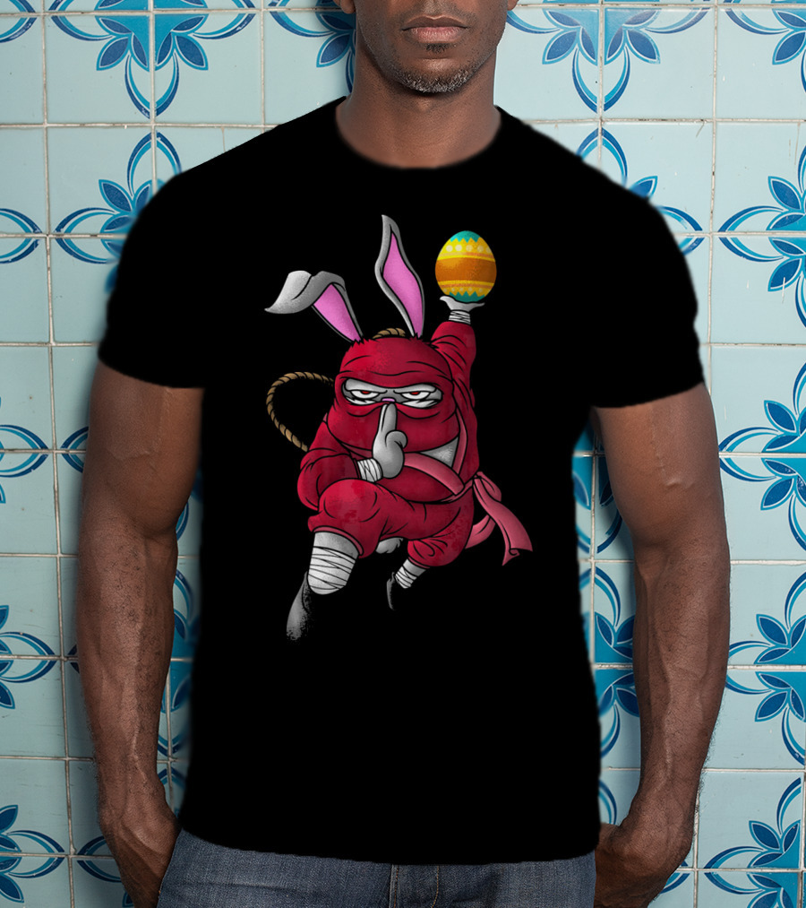 Easter Bunny Ninja With Cute Little Egg T-Shirt