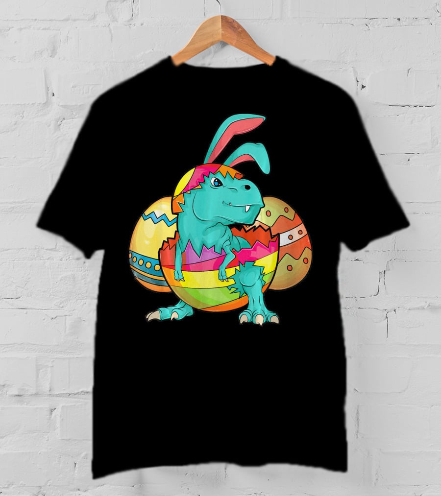 Easter Bunny Dinosaur Cute Rex Lover In Colorful Eggshell T-Shirt