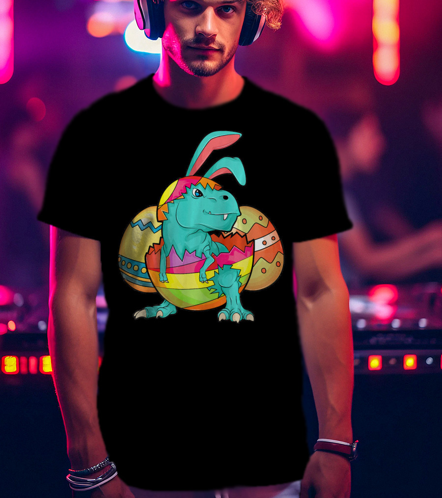 Easter Bunny Dinosaur Cute Rex Lover In Colorful Eggshell T-Shirt