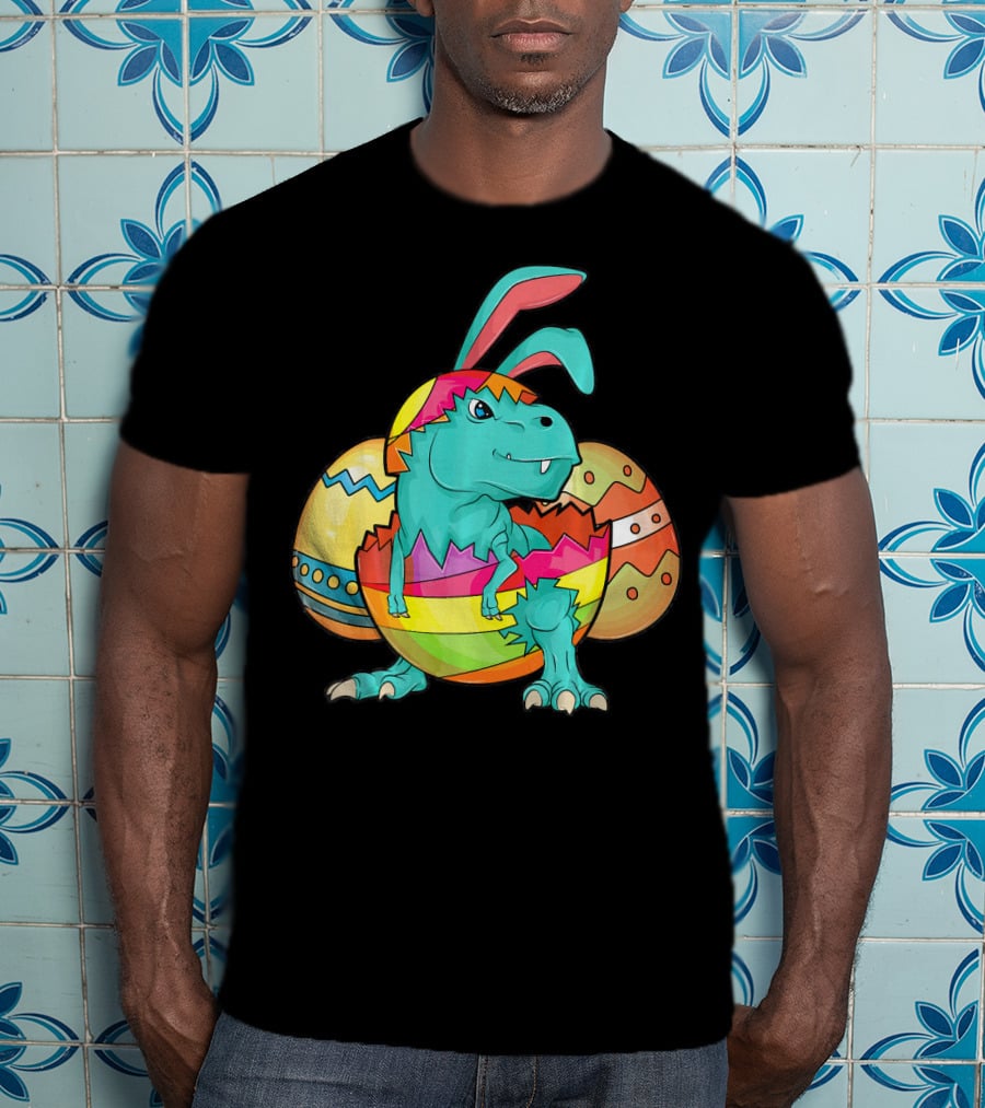 Easter Bunny Dinosaur Cute Rex Lover In Colorful Eggshell T-Shirt