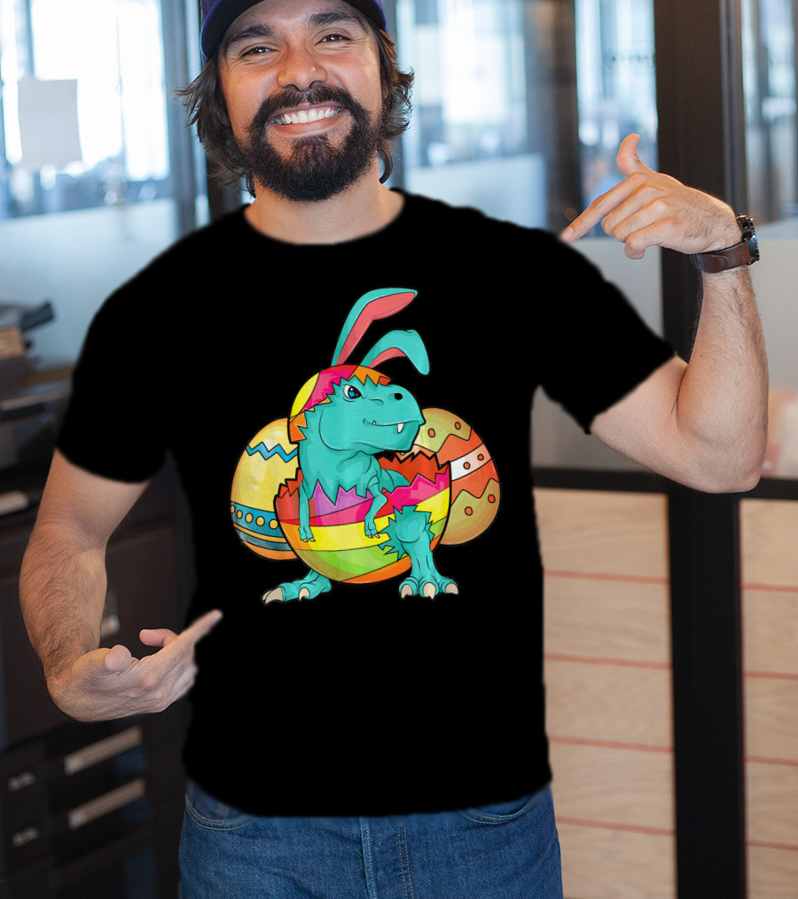 Easter Bunny Dinosaur Cute Rex Lover In Colorful Eggshell T-Shirt