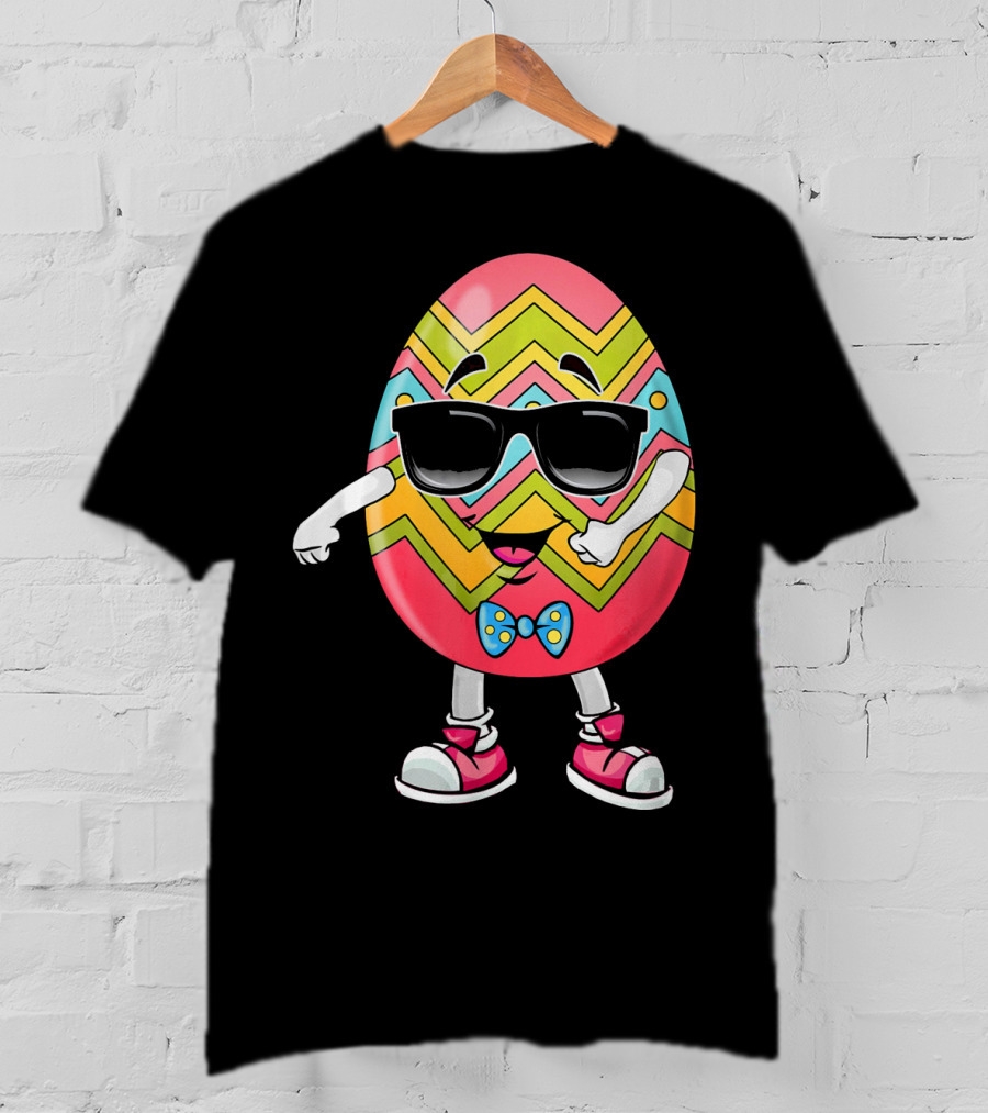 Floss Like A Boss Easter Egg Dance With Sunglasses And Bow Tie T-Shirt