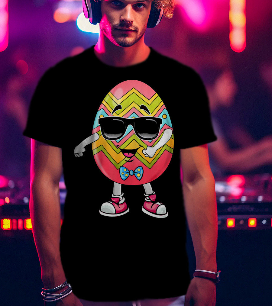 Floss Like A Boss Easter Egg Dance With Sunglasses And Bow Tie T-Shirt