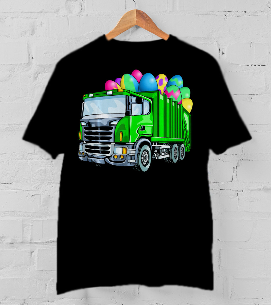Easter Garbage Truck Men Kids Bo Easter Egg Hauler T-Shirt