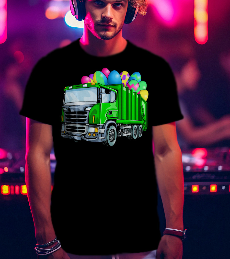 Easter Garbage Truck Men Kids Bo Easter Egg Hauler T-Shirt