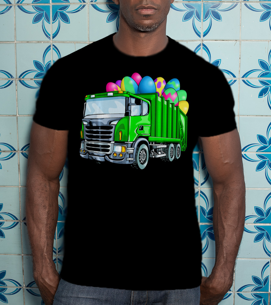 Easter Garbage Truck Men Kids Bo Easter Egg Hauler T-Shirt