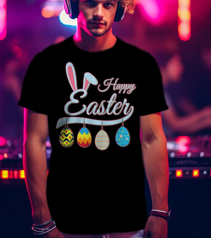 Happy Easter Bunny With Easter Eggs T-Shirt