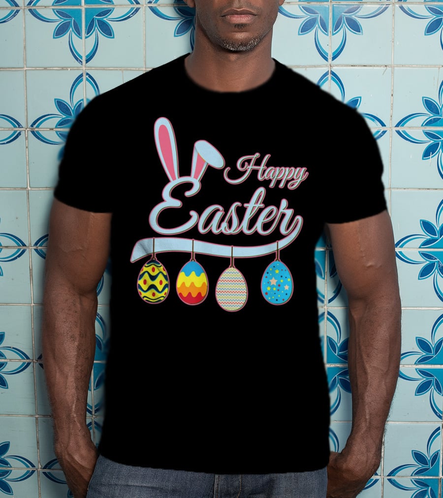 Happy Easter Bunny With Easter Eggs T-Shirt