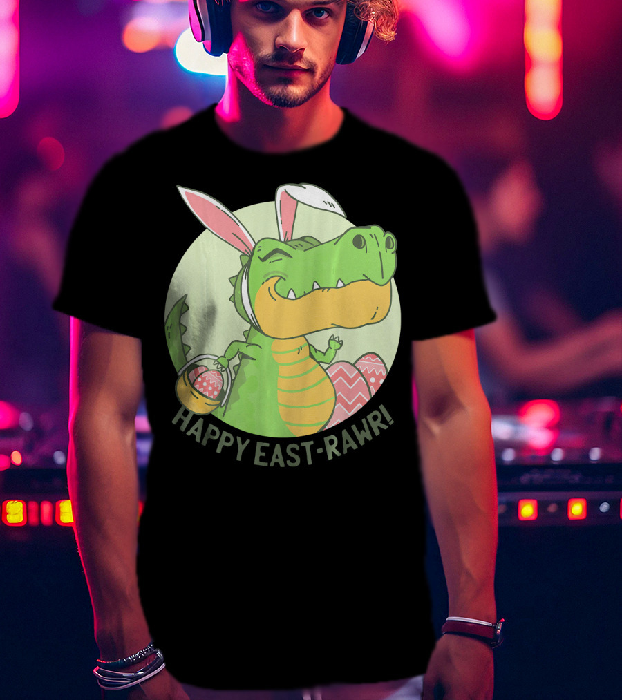 Happy East-RAWR Dinosaur Bunny T-Shirt