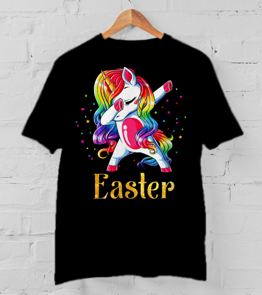 Easter Customized Personalized Rainbow Unicorn Dabbing T-Shirt