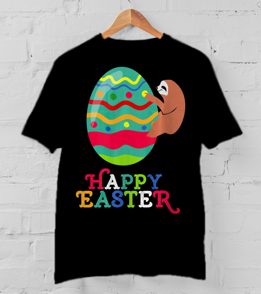 Happy Easter Sloth Colorful Egg T-Shirt
