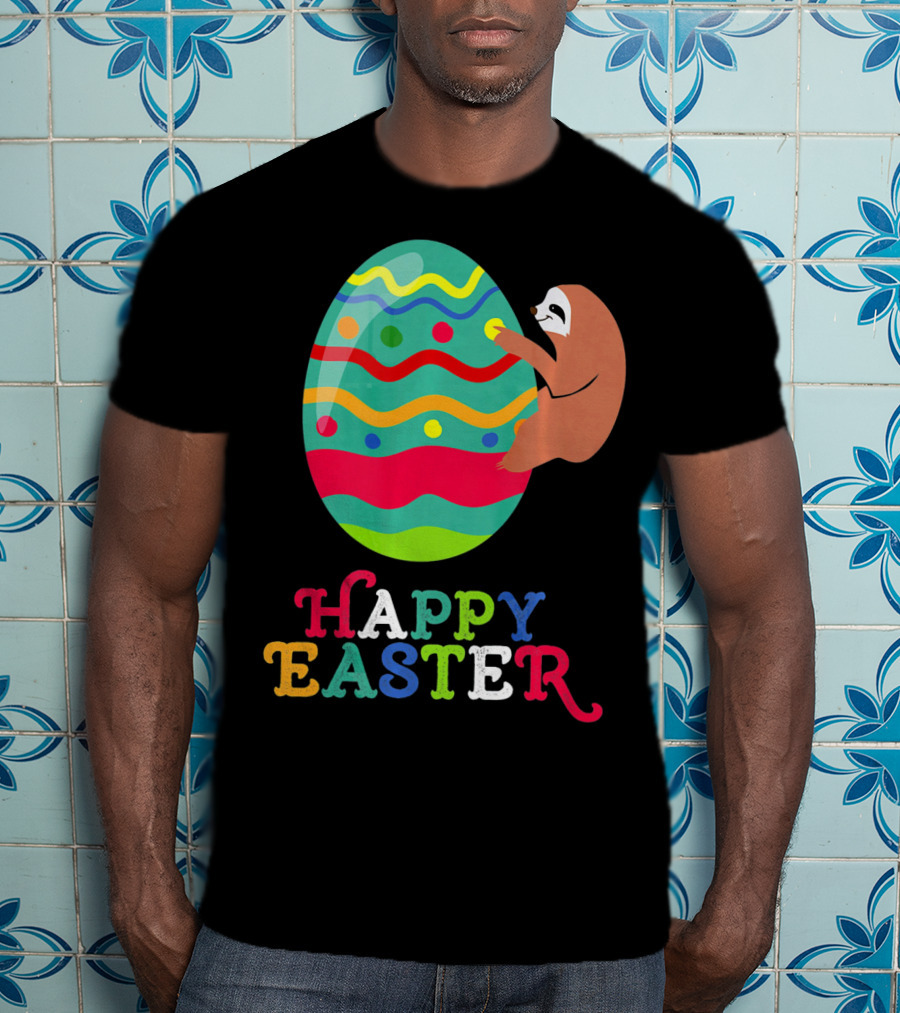 Happy Easter Sloth Colorful Egg T-Shirt