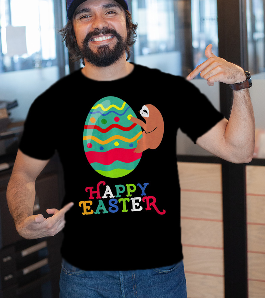 Happy Easter Sloth Colorful Egg T-Shirt