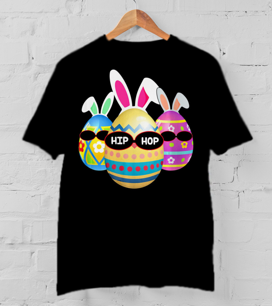 Hip Hop Bunny Eggs With Sunglasses T-Shirt