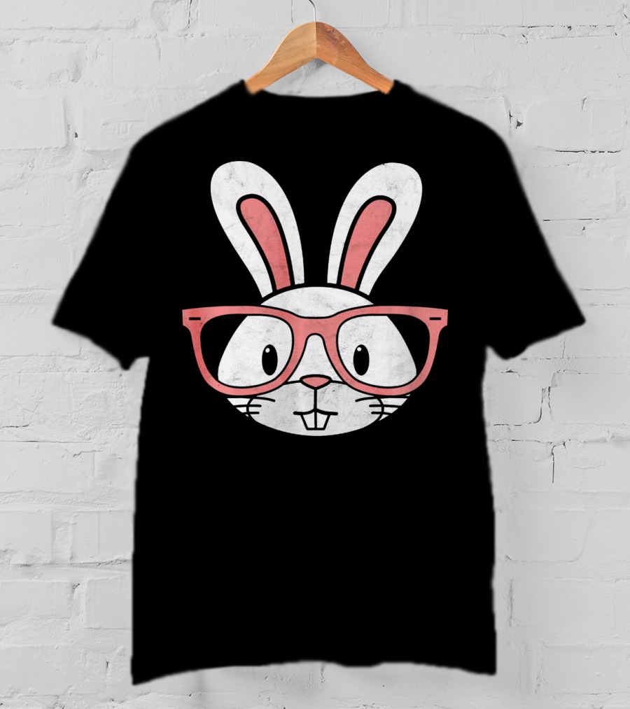 Funny Easter Bunny Hipster Glasses T-Shirt