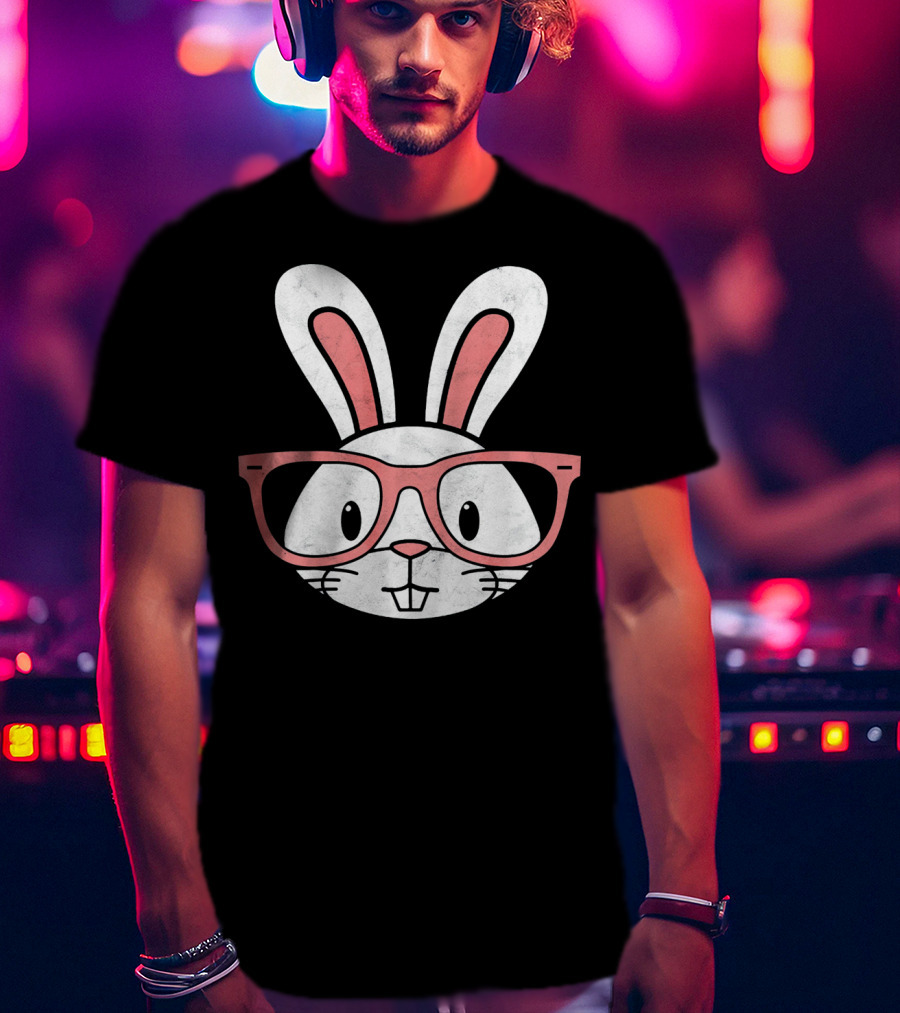 Funny Easter Bunny Hipster Glasses T-Shirt