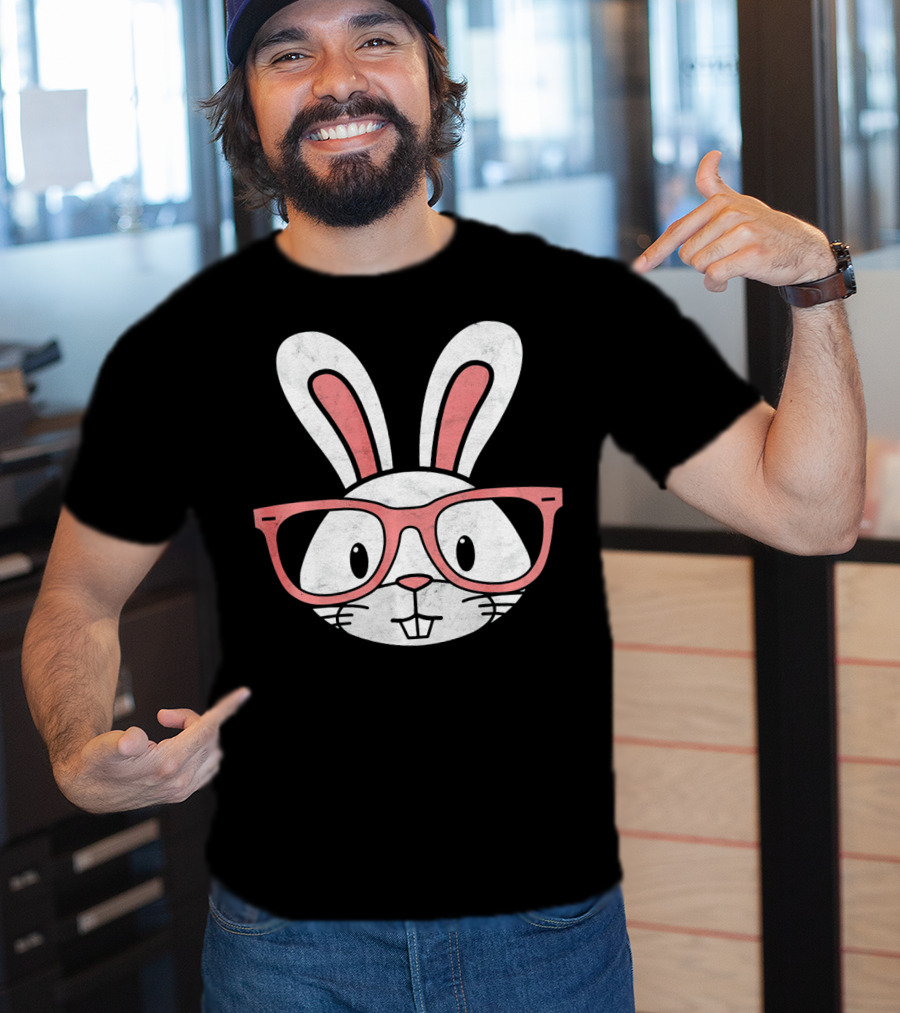 Funny Easter Bunny Hipster Glasses T-Shirt