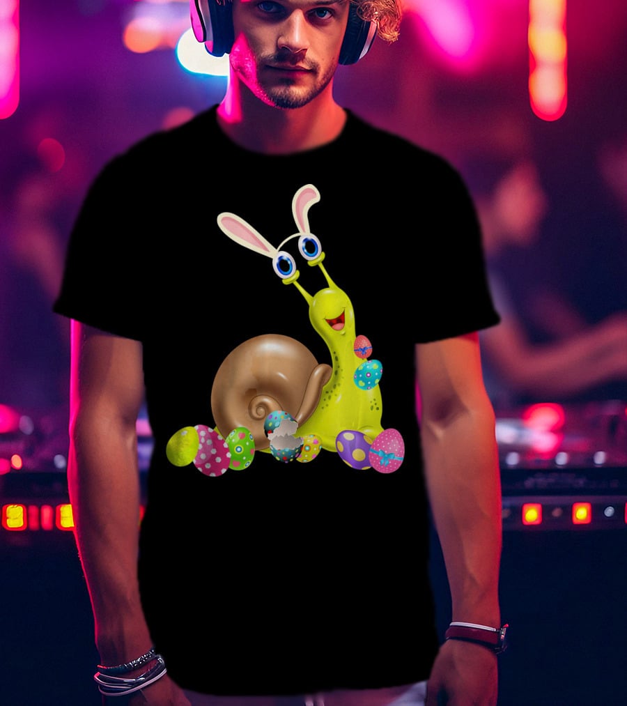 Snail With Bunny Ears And Colorful Easter Eggs T-Shirt