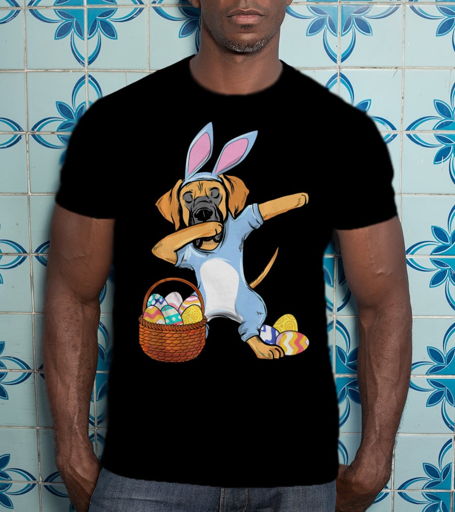 Dabbing Easter Bunny Great Dane With Basket Of Eggs T-Shirt