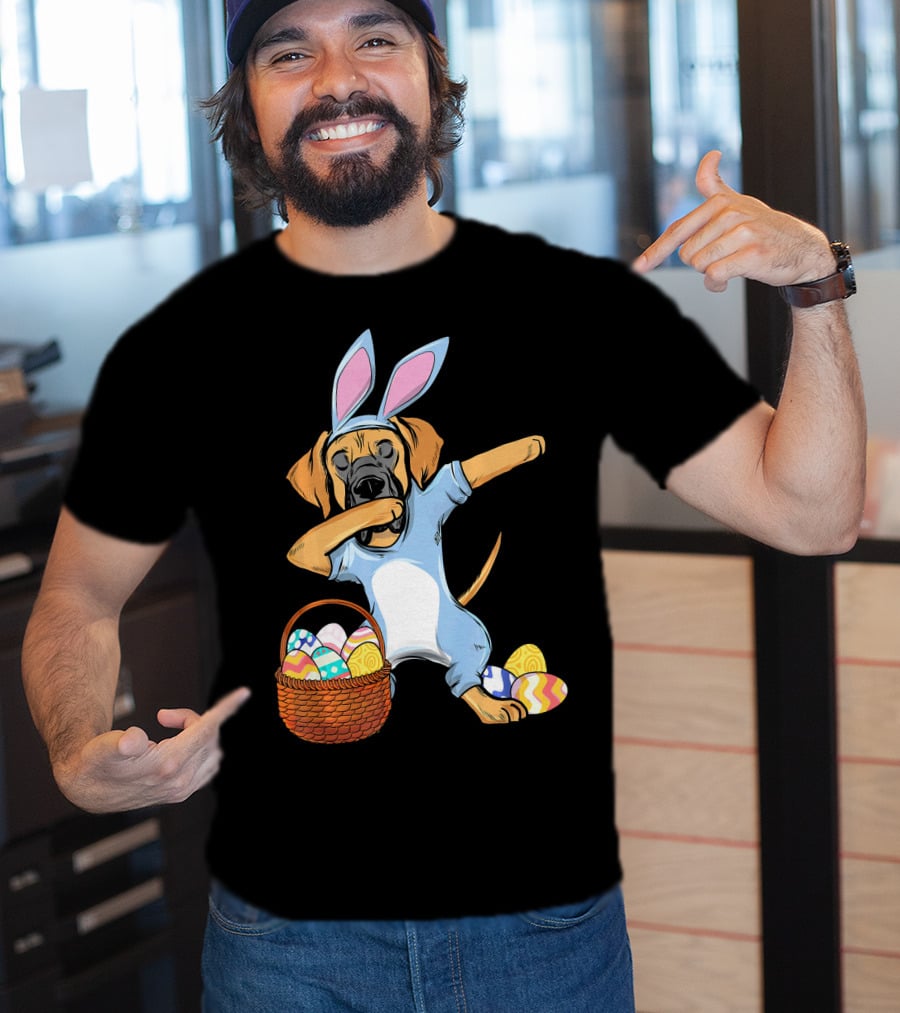 Dabbing Easter Bunny Great Dane With Basket Of Eggs T-Shirt