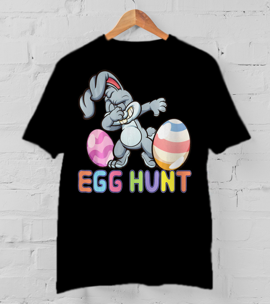 Dabbing Bunny Egg Hunt Easter Celebration With Colorful Eggs T-Shirt