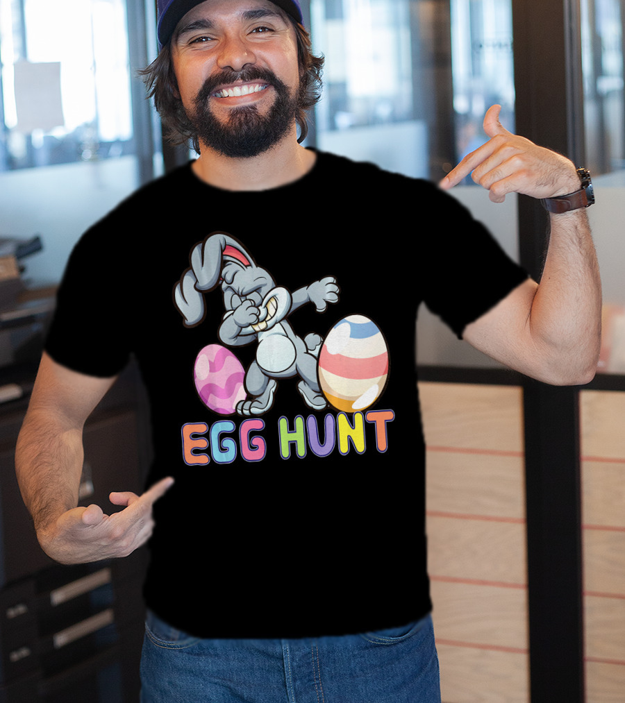 Dabbing Bunny Egg Hunt Easter Celebration With Colorful Eggs T-Shirt